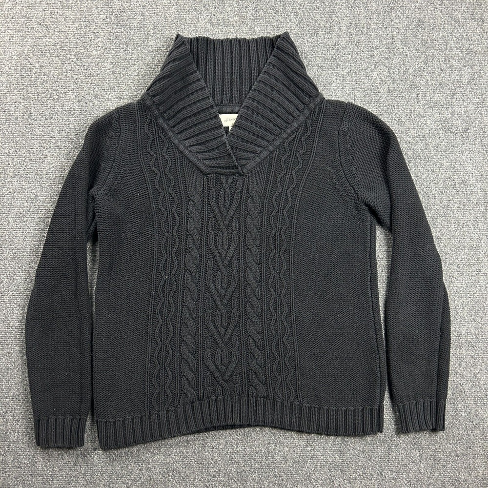 Vintage‎ St. John's Bay Sweater Womens Large Black Knit Cotton Blend Y2K